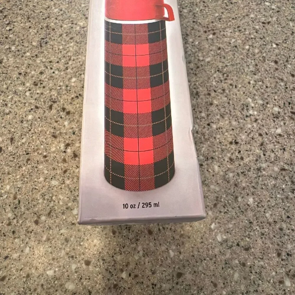 FRED PicNip Flask Retro Thermos Plaid Tartan Print *NEW*